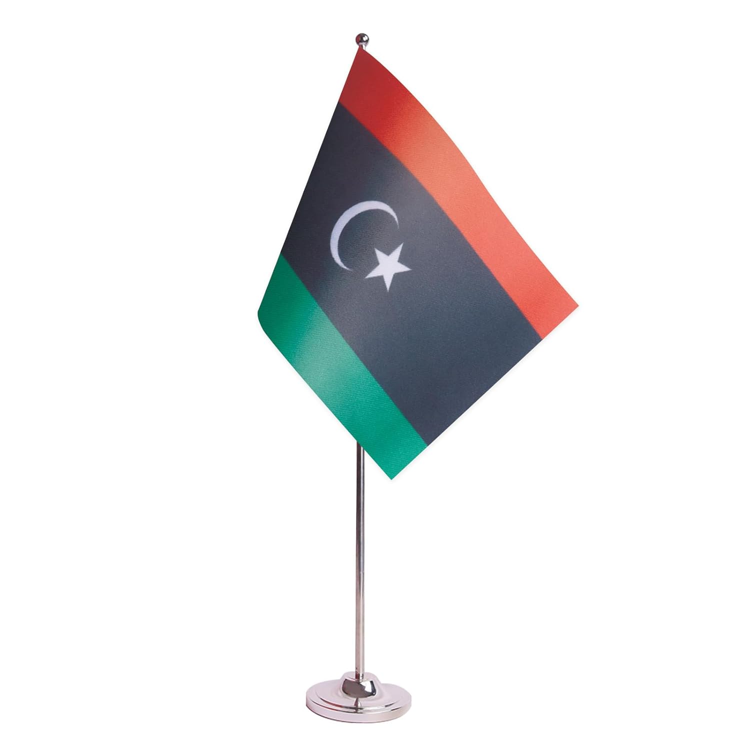 Drapeau de Table Prestige Libye 22x15 cm en Satin – Drapeau de Bureau Élégant
