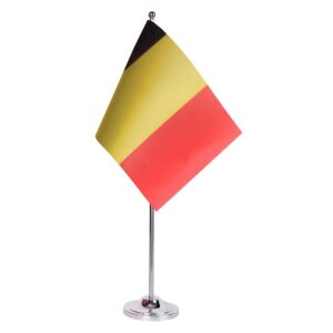 Drapeau de Table Prestige Belgique 22x15 cm en Satin – Drapeau de Bureau Élégant