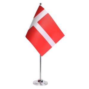 Drapeau de Table Prestige Danemark 22x15 cm en Satin – Drapeau de Bureau Élégant