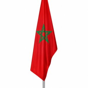 Drapeau Maroc personnalisé – Mât 2m ajustable Support chromé professionnel