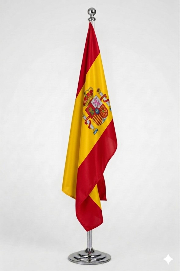 Drapeau Espagne au Maroc – Mât chromé personnalisé