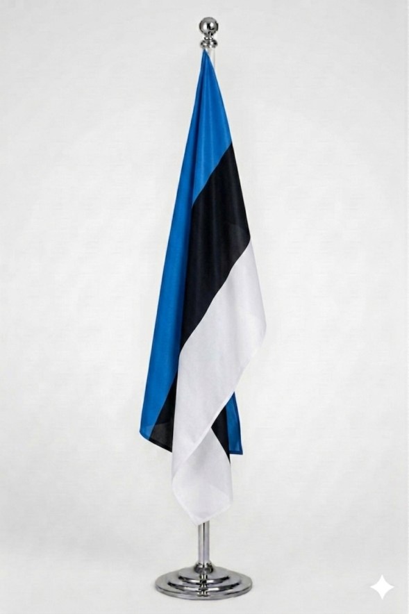 Drapeau Estonie au Maroc – Mât chromé ajustable 2m
