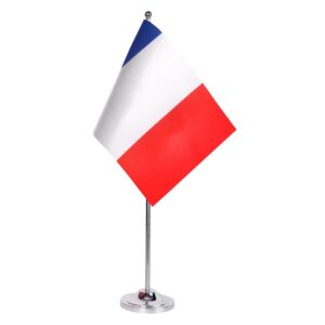 Drapeau de Table Prestige France 22x15 cm en Satin – Drapeau de Bureau Élégant