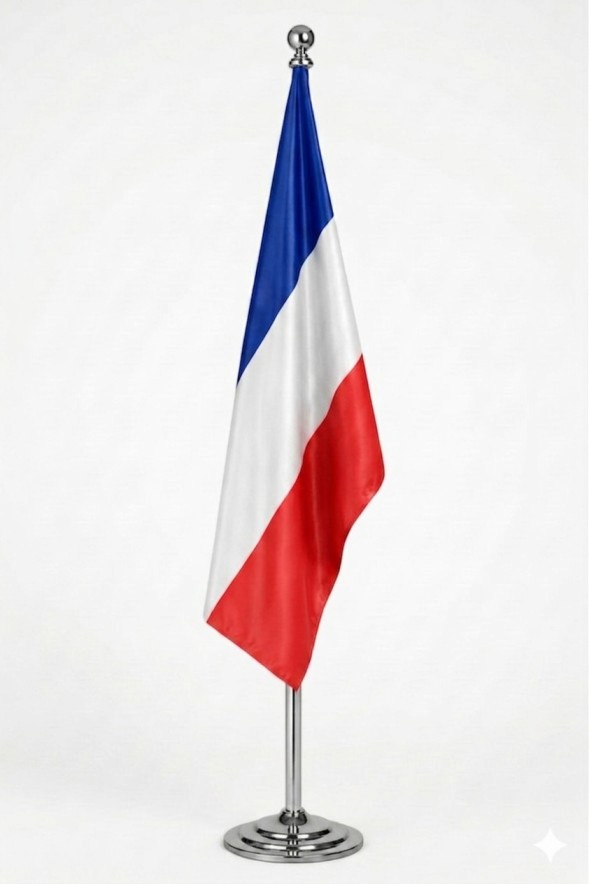 Drapeau France au Maroc – Mât chromé personnalisé