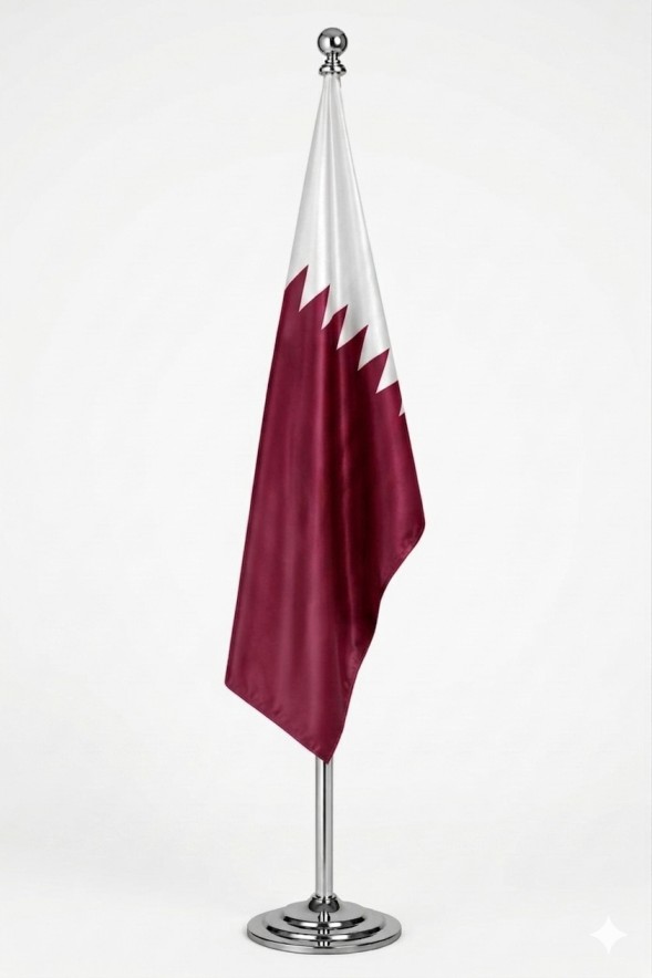 Drapeau Qatar sur mât 2m – Qualité Premium avec support chromé Maroc