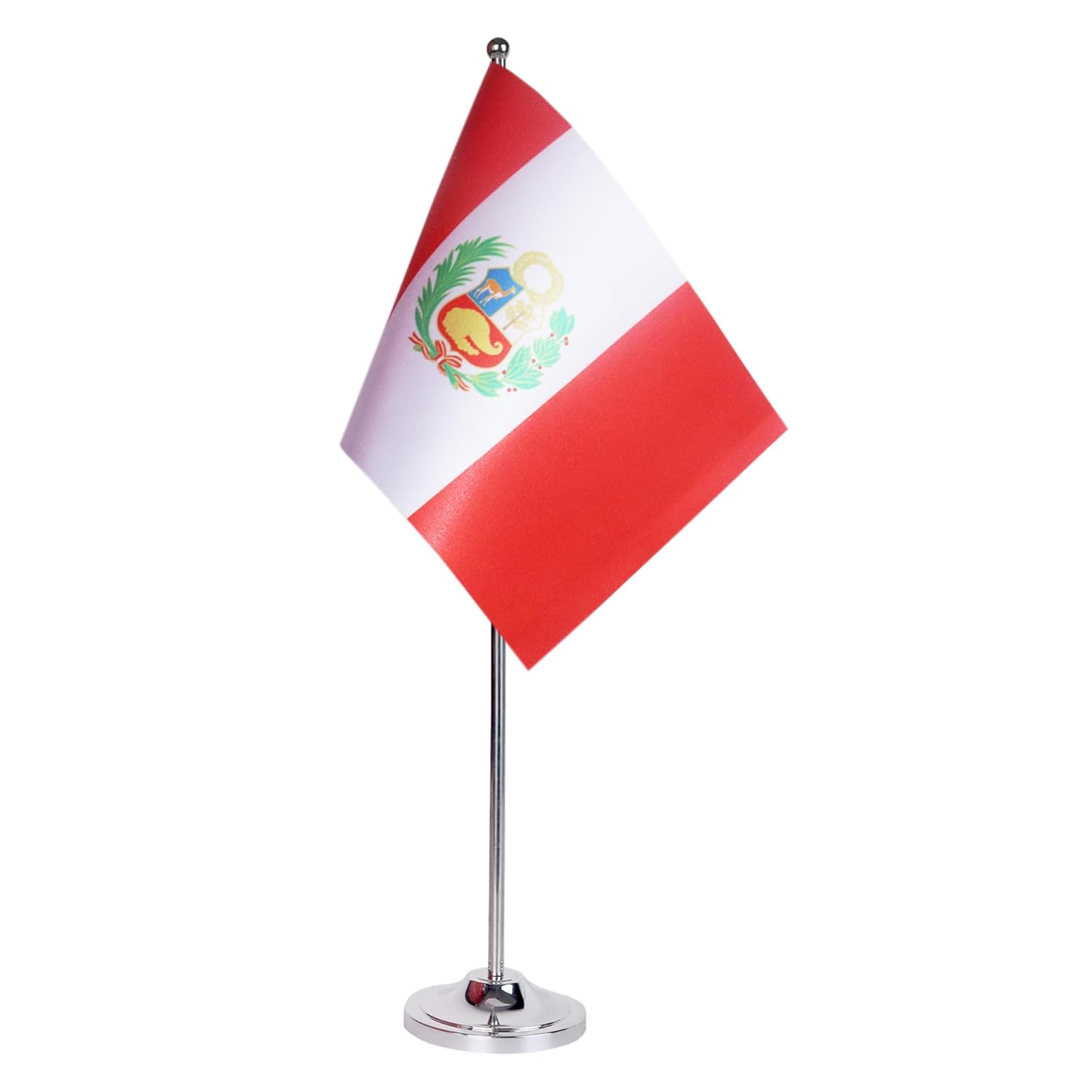 Drapeau de Table Prestige Pérou 22x15 cm en Satin – Drapeau de Bureau Élégant