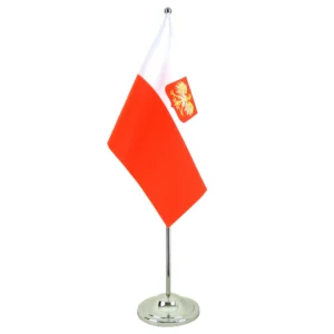 Drapeau de Table Prestige Pologne 22x15 cm en Satin – Drapeau de Bureau Élégant