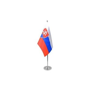 Drapeau de Table Prestige Slovaquie 22x15 cm en Satin – Drapeau de Bureau Élégant