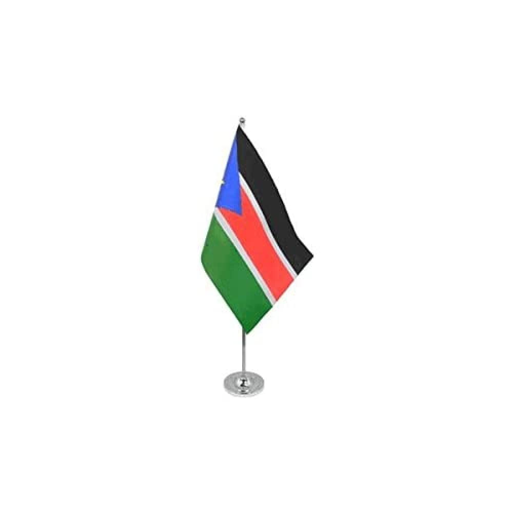 Drapeau de Table Prestige Soudan du Sud 22x15 cm en Satin – Drapeau de Bureau Élégant
