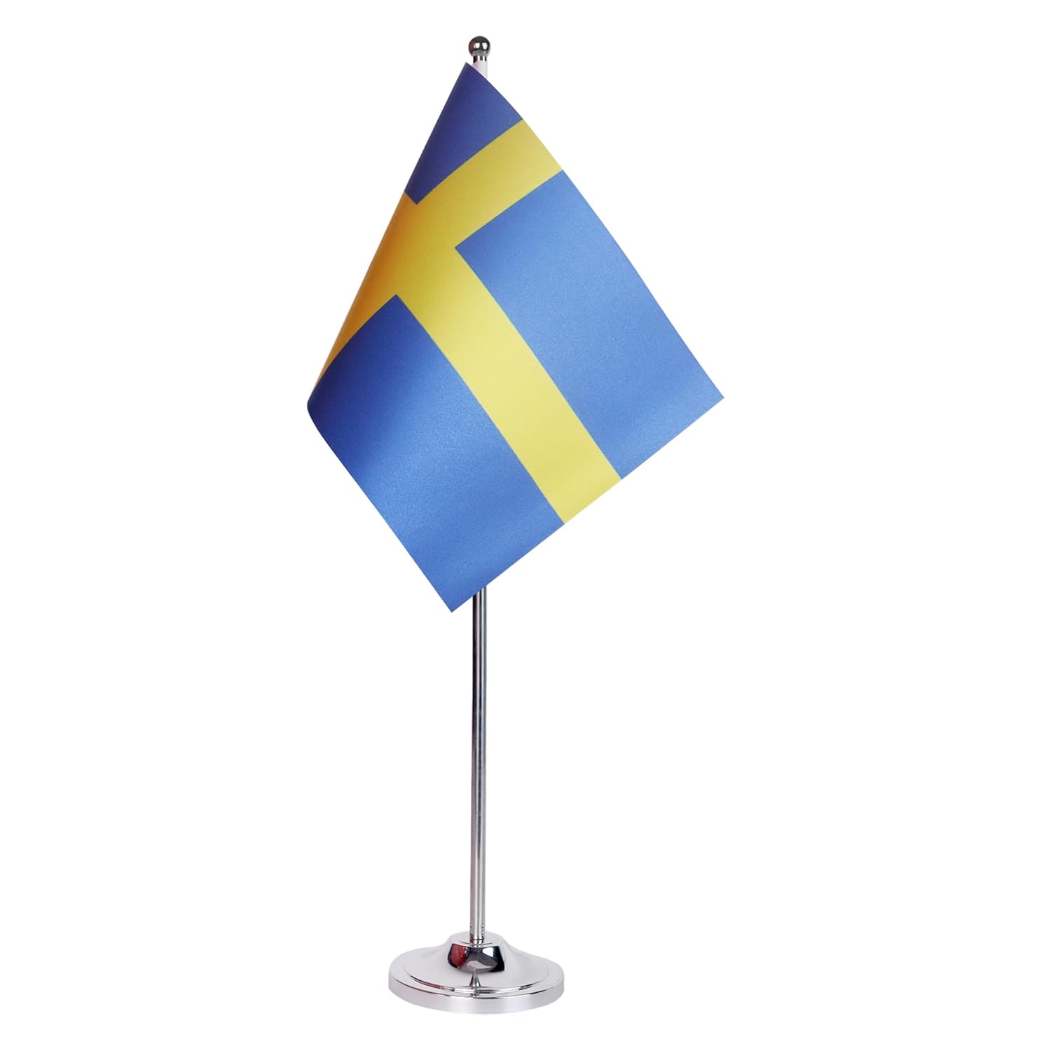 Drapeau de Table Prestige Suède 22x15 cm en Satin – Drapeau de Bureau Élégant