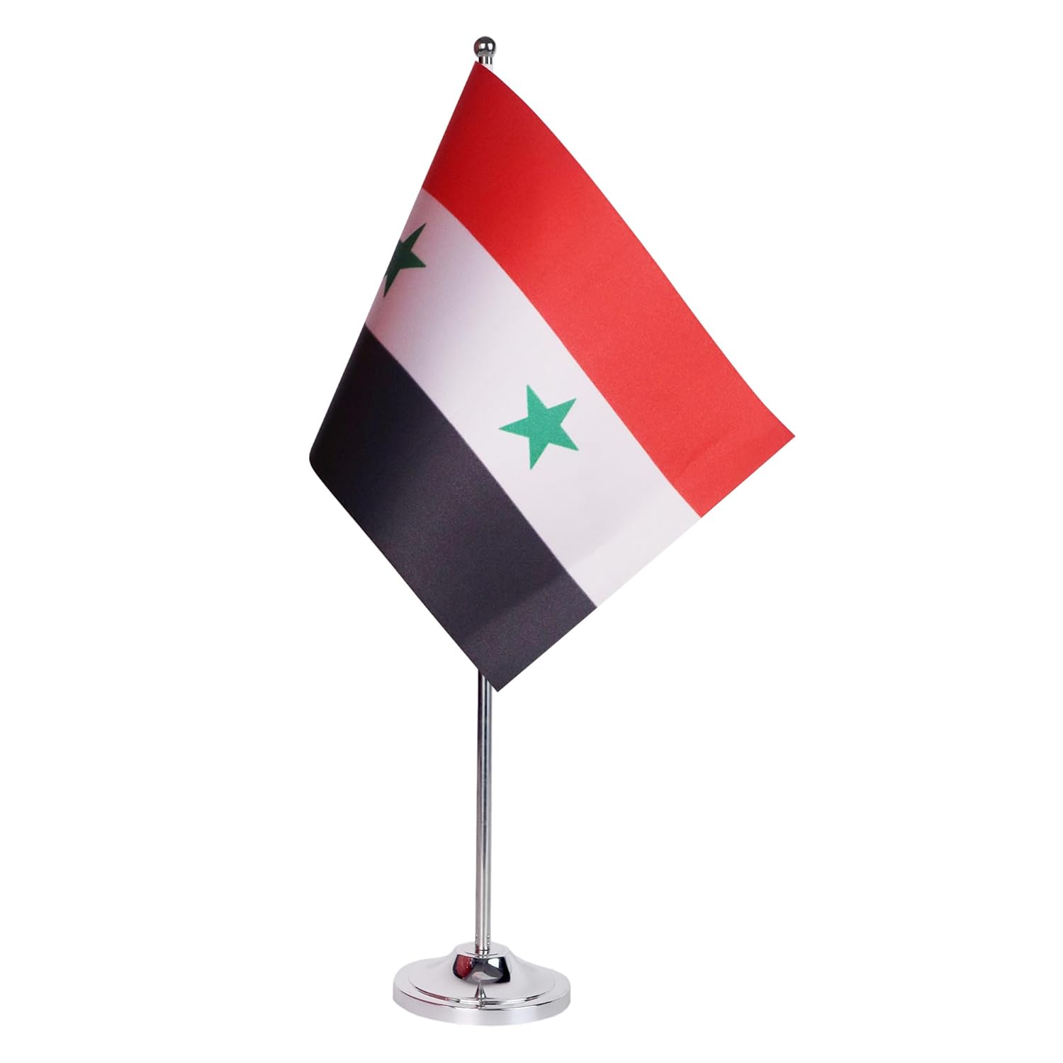 Drapeau de Table Prestige Syrie 22x15 cm en Satin – Drapeau de Bureau Élégant