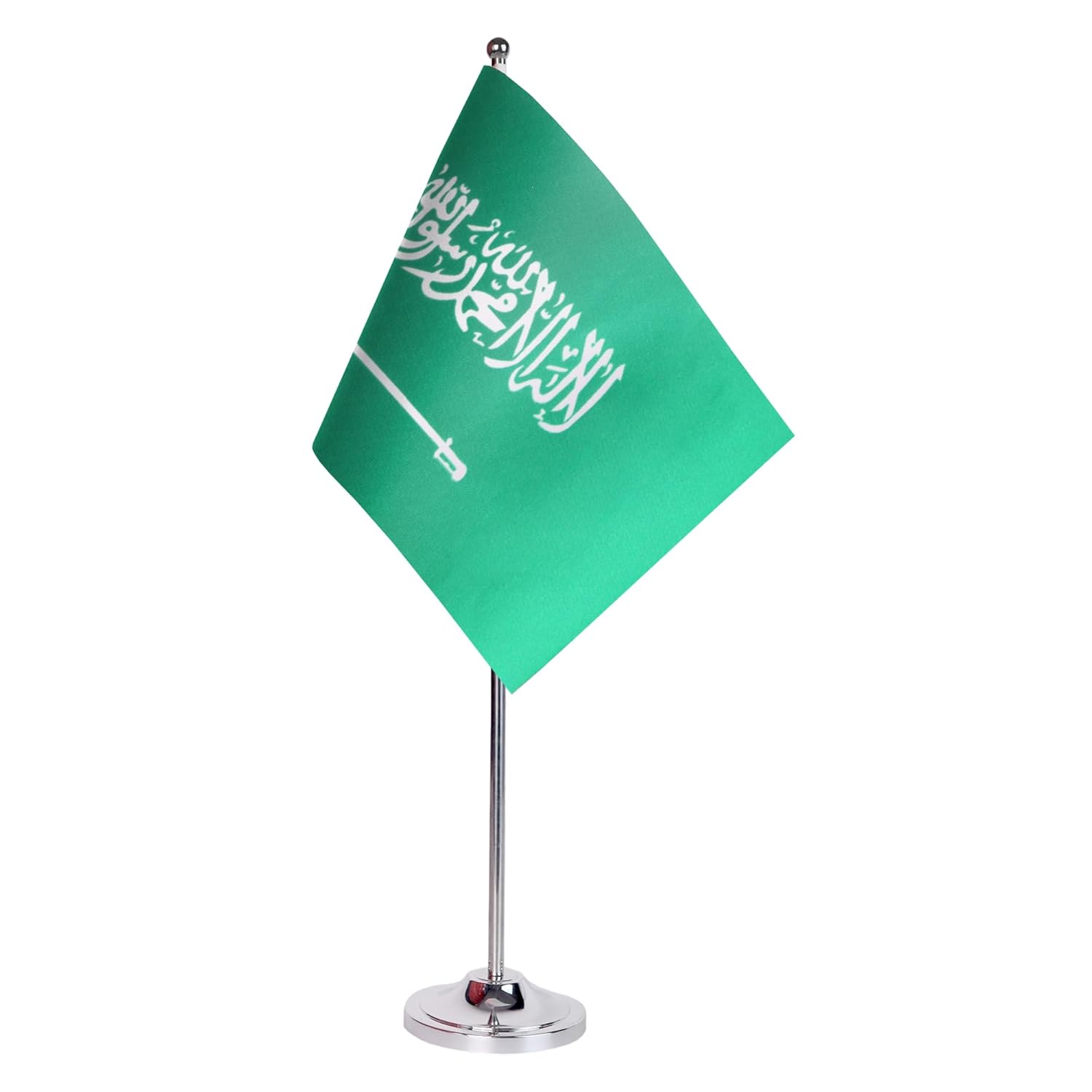 Drapeau de Table Prestige Arabie Saoudite 22x15 cm en Satin – Drapeau de Bureau Élégant