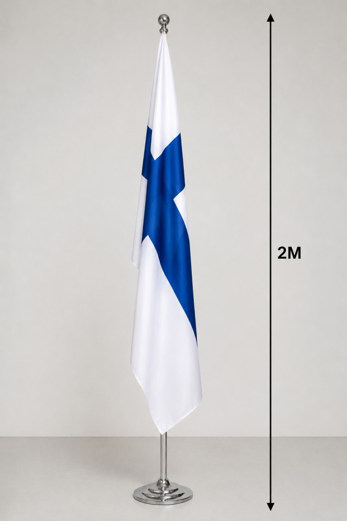 Drapeau Finlande au Maroc – Mât chromé ajustable 2m personnalisé