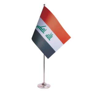 Drapeau de Table Prestige Irak 22x15 cm en Satin – Drapeau de Bureau Élégant