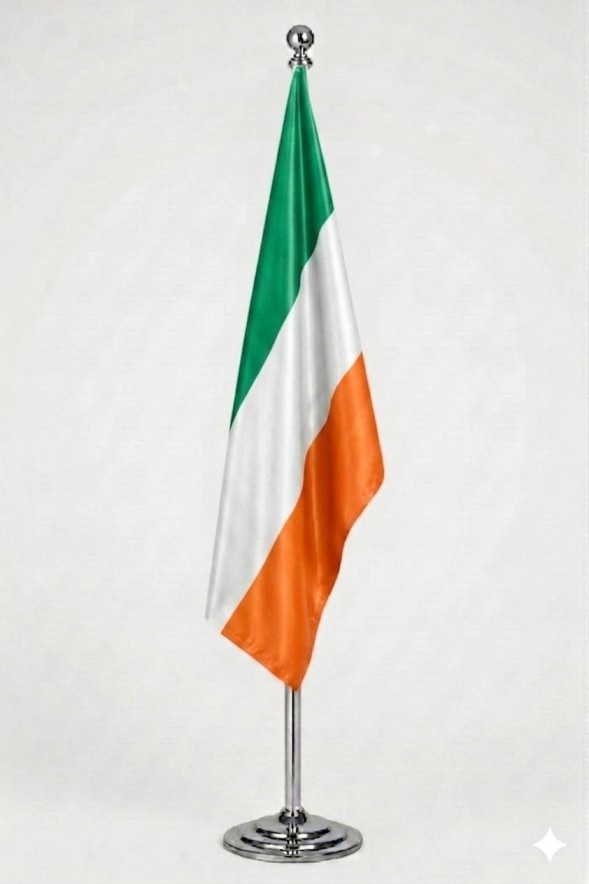 Drapeau Irlande au Maroc – Mât chromé ajustable 2m personnalisé