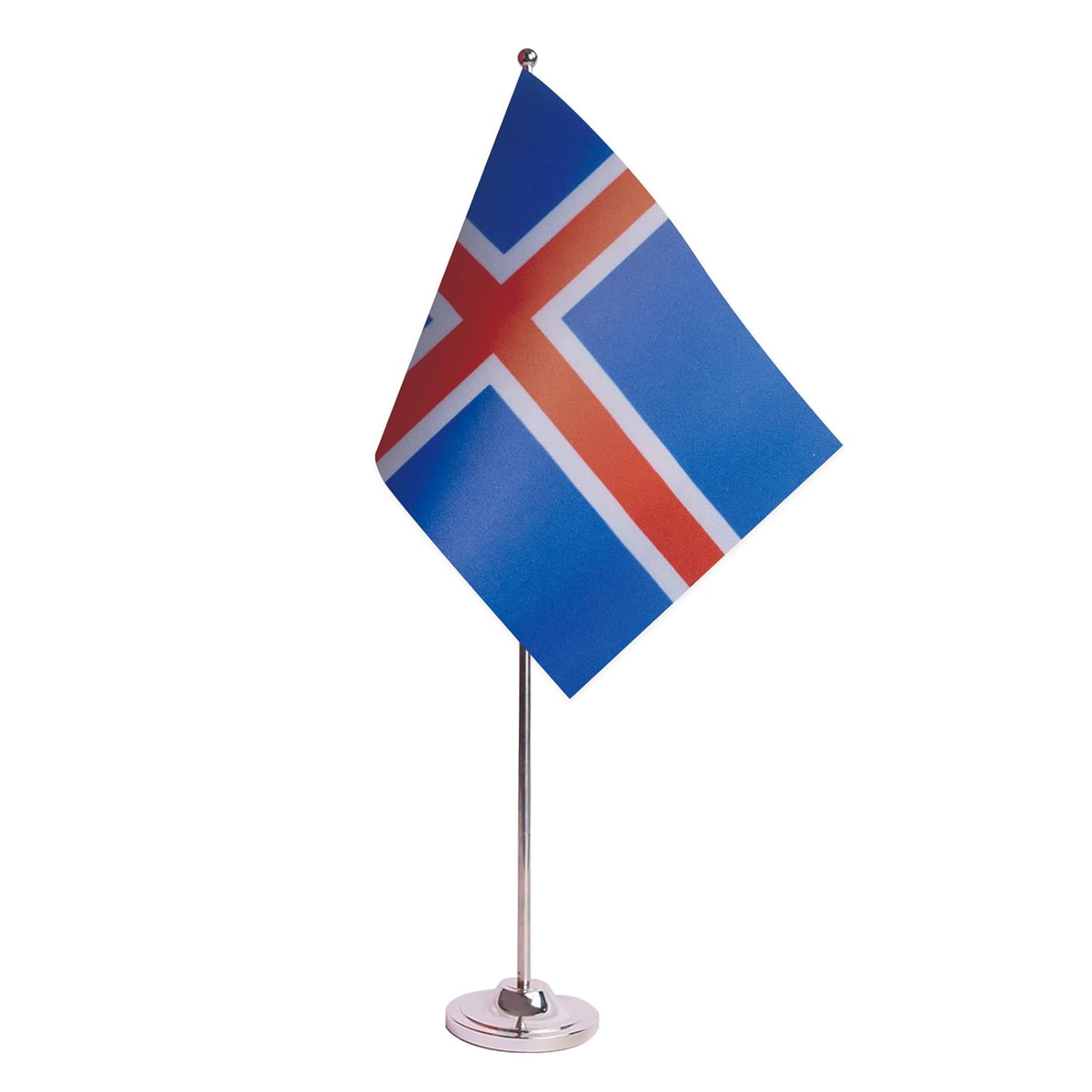 Drapeau de Table Prestige Islande 22x15 cm en Satin – Drapeau de Bureau Élégant