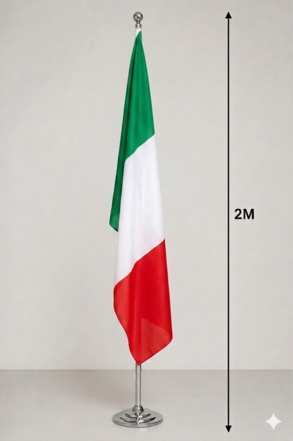 Drapeau Italie au Maroc – Mât chromé ajustable 2m personnalisé