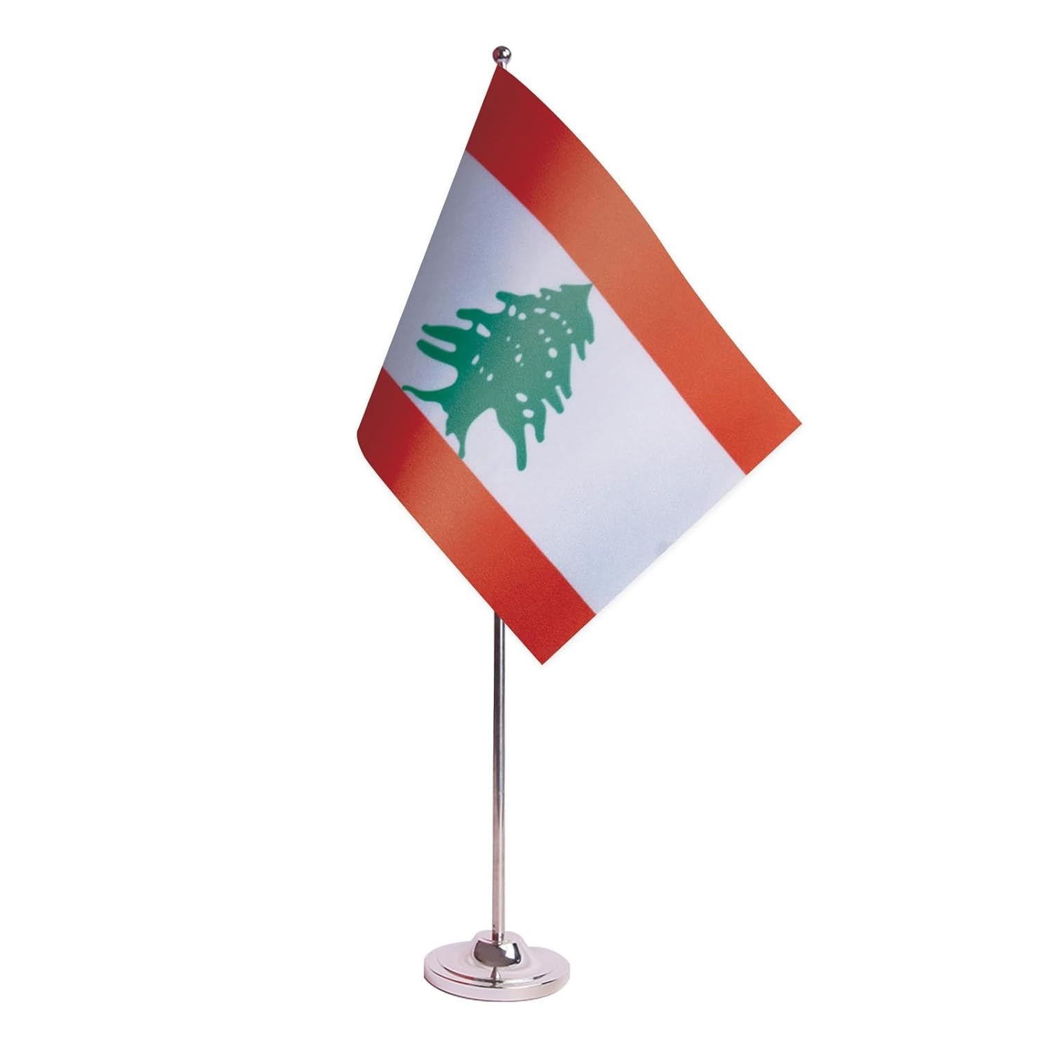 Drapeau de Table Prestige Liban 22x15 cm en Satin – Drapeau de Bureau Élégant