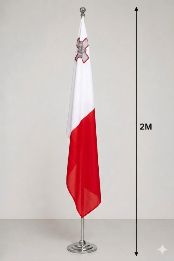 Drapeau Malte au Maroc – Mât chromé personnalisé