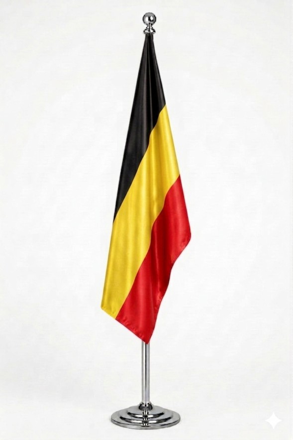 Drapeau Belgique au Maroc – Mât chromé personnalisé
