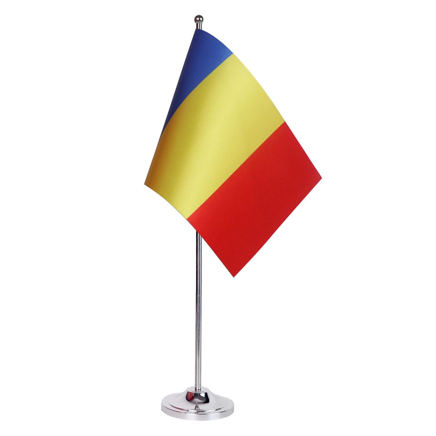 Drapeau de Table Prestige Roumanie 22x15 cm en Satin – Drapeau de Bureau Élégant