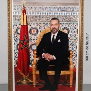 ortrait officiel roi Mohammed VI cadre doré 160x110 cm