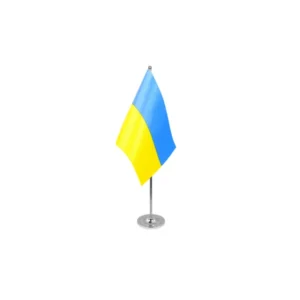 Drapeau de Table Prestige Ukraine 22x15 cm en Satin – Drapeau de Bureau Élégant