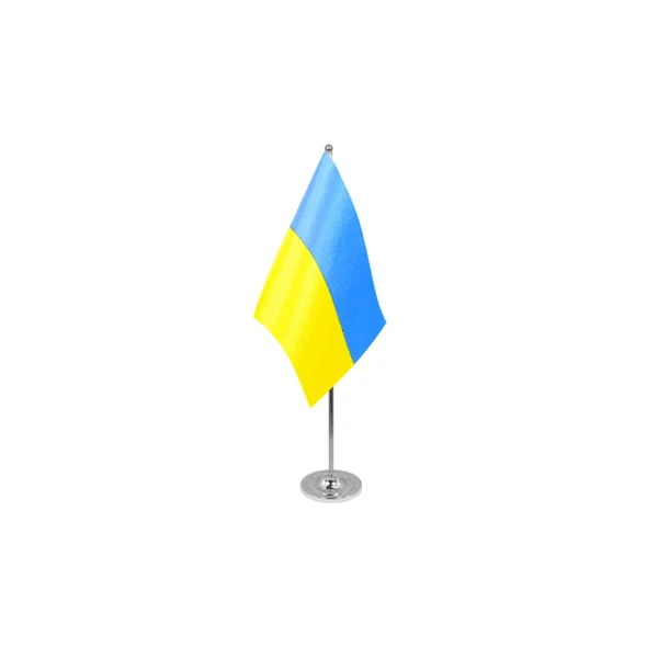 Drapeau de Table Prestige Ukraine 22x15 cm en Satin – Drapeau de Bureau Élégant