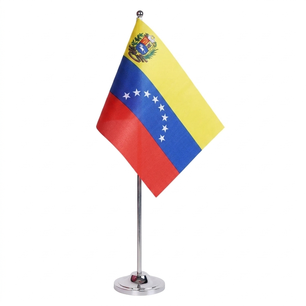 Drapeau de Table Prestige Venezuela 22x15 cm en Satin – Drapeau de Bureau Élégant
